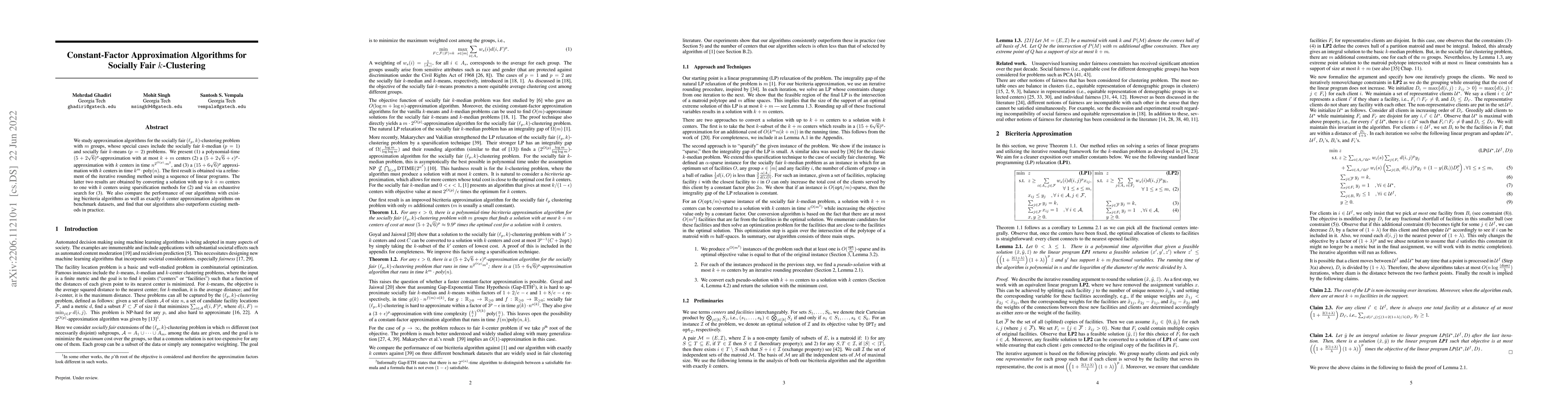 Thumbnail for Constant-Factor Approximation Algorithms for Socially Fair
  $k$-Clustering