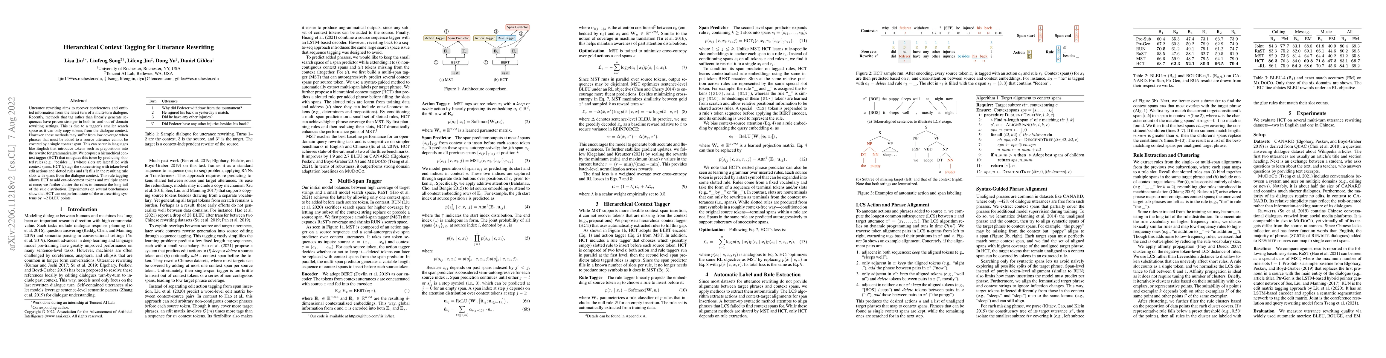 Thumbnail for Hierarchical Context Tagging for Utterance Rewriting