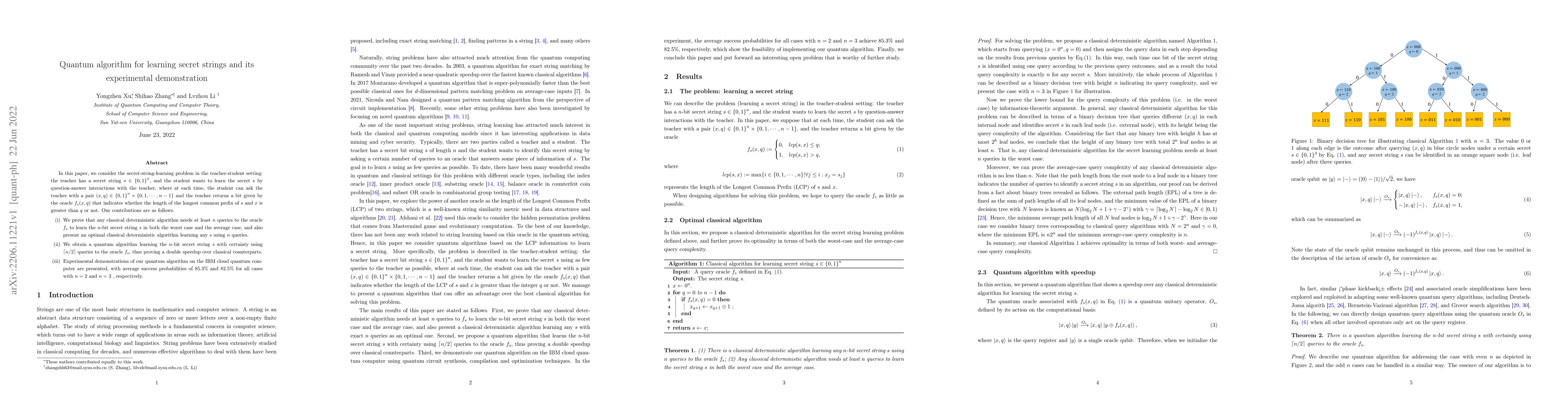 Thumbnail for Quantum algorithm for learning secret strings and its experimental
  demonstration
