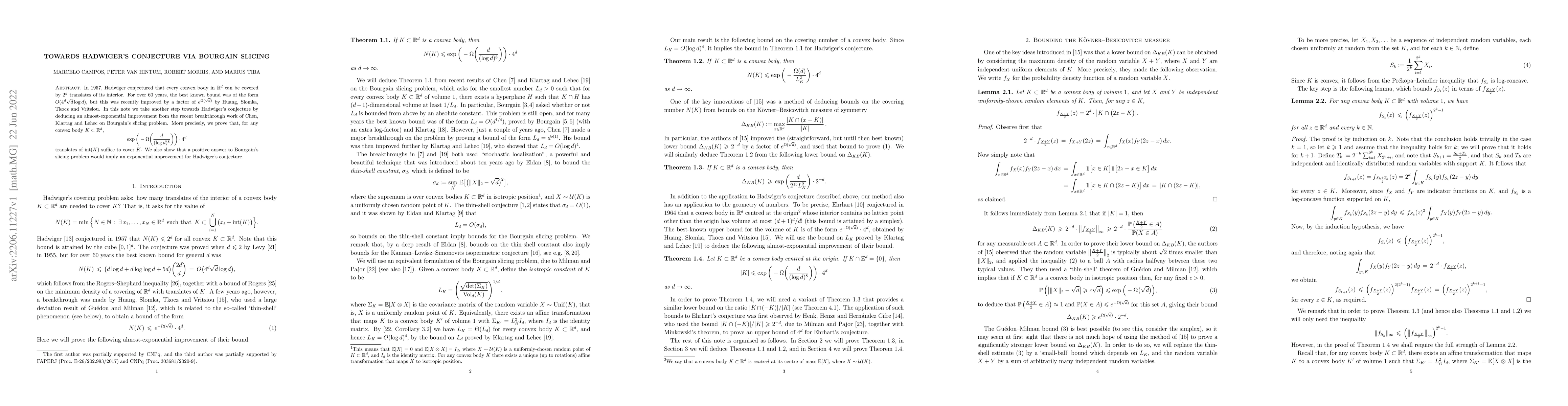 Thumbnail for Towards Hadwiger's conjecture via Bourgain Slicing