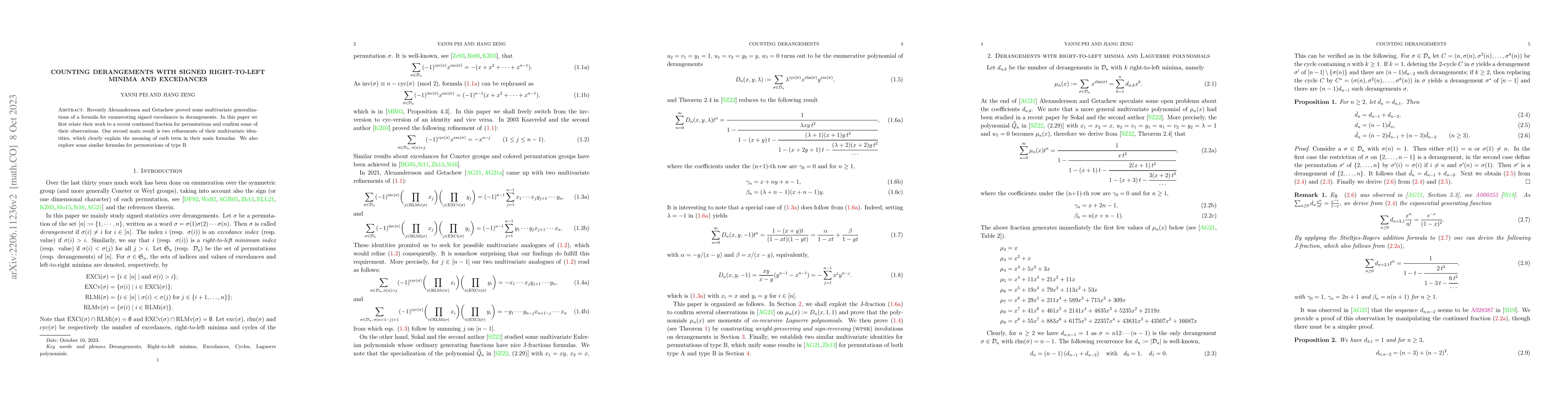 Thumbnail for Counting derangements with signed right-to-left minima and excedances