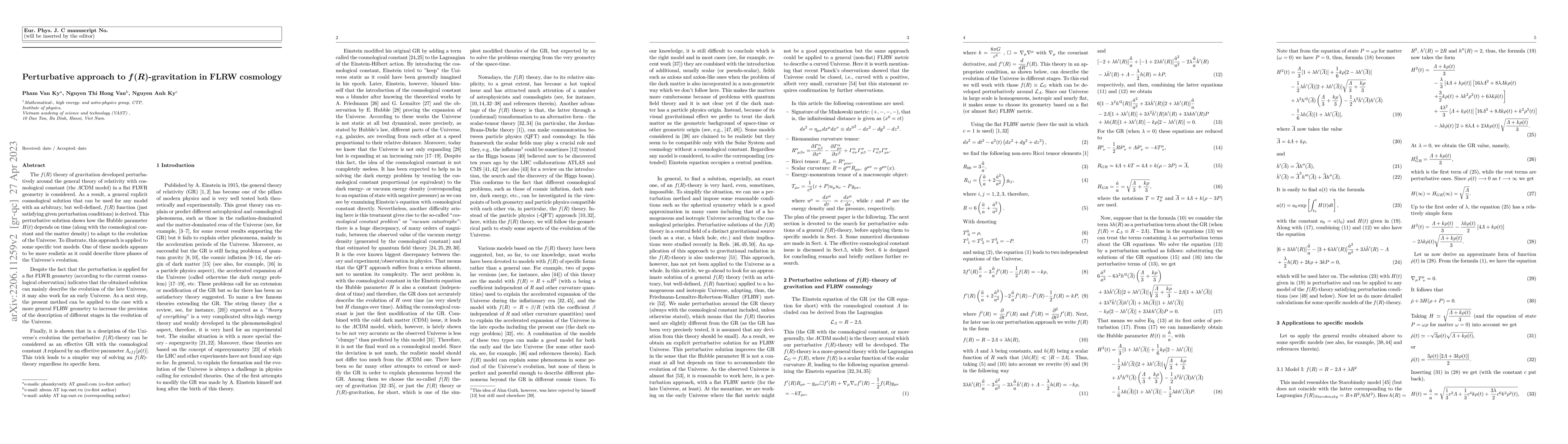 Thumbnail for Perturbative approach to $f(R)$-gravitation in FLRW cosmology