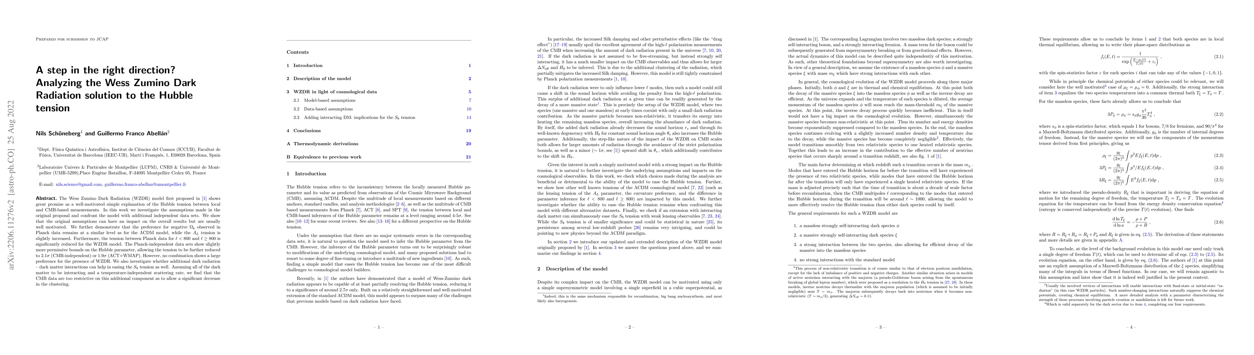 Thumbnail for A step in the right direction? Analyzing the Wess Zumino Dark Radiation
  solution to the Hubble tension