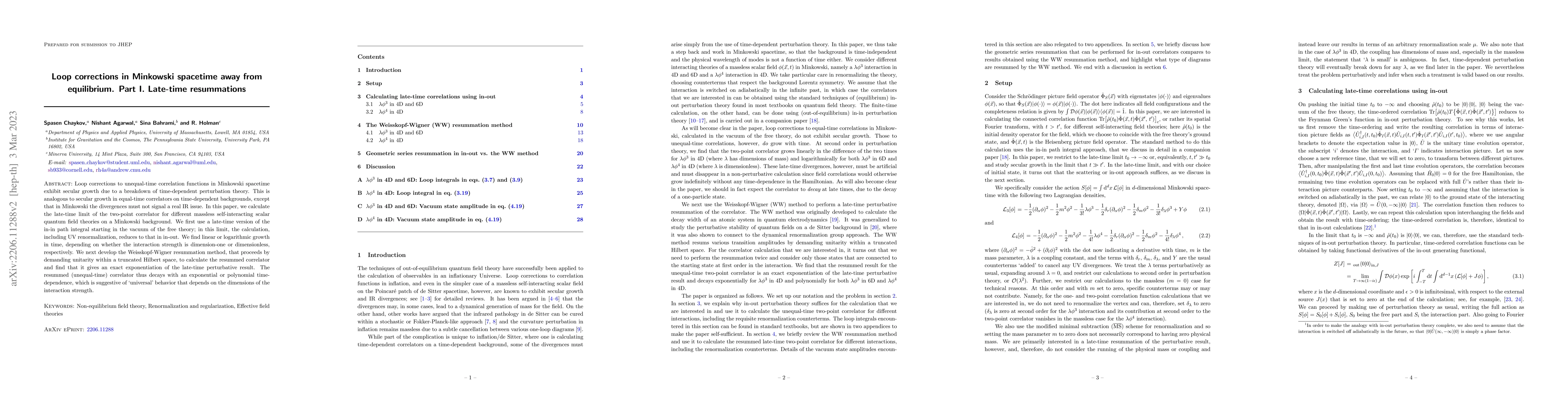 Thumbnail for Loop corrections in Minkowski spacetime away from equilibrium. Part I.
  Late-time resummations