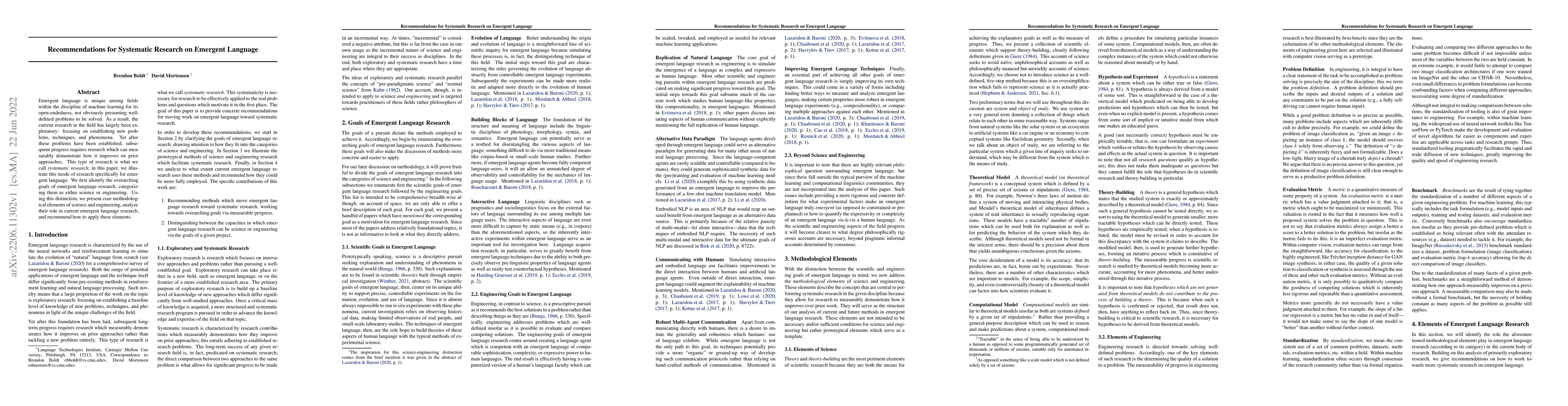 Thumbnail for Recommendations for Systematic Research on Emergent Language