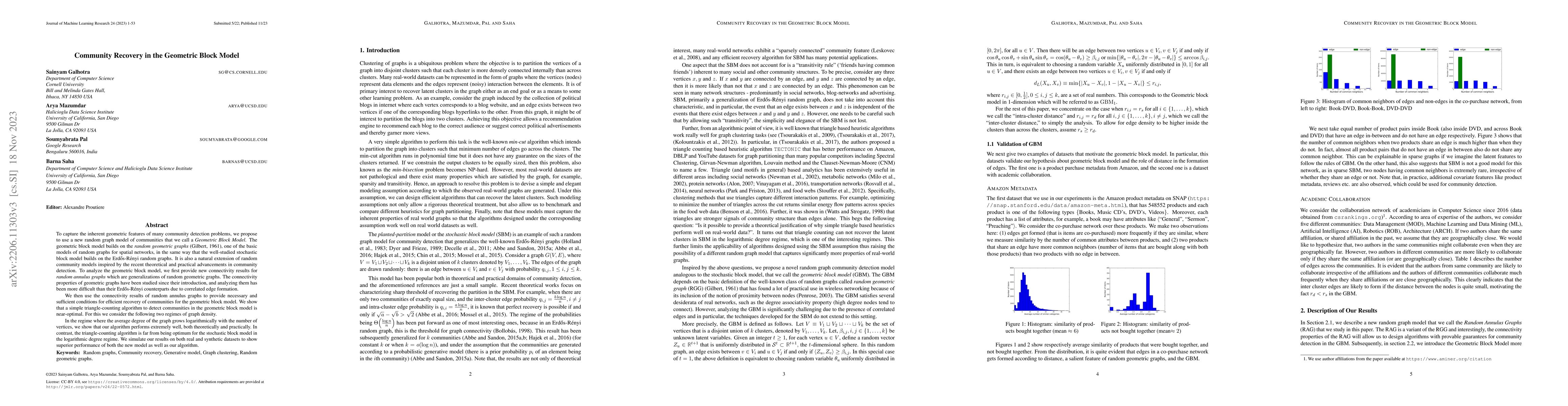 Thumbnail for Community Recovery in the Geometric Block Model