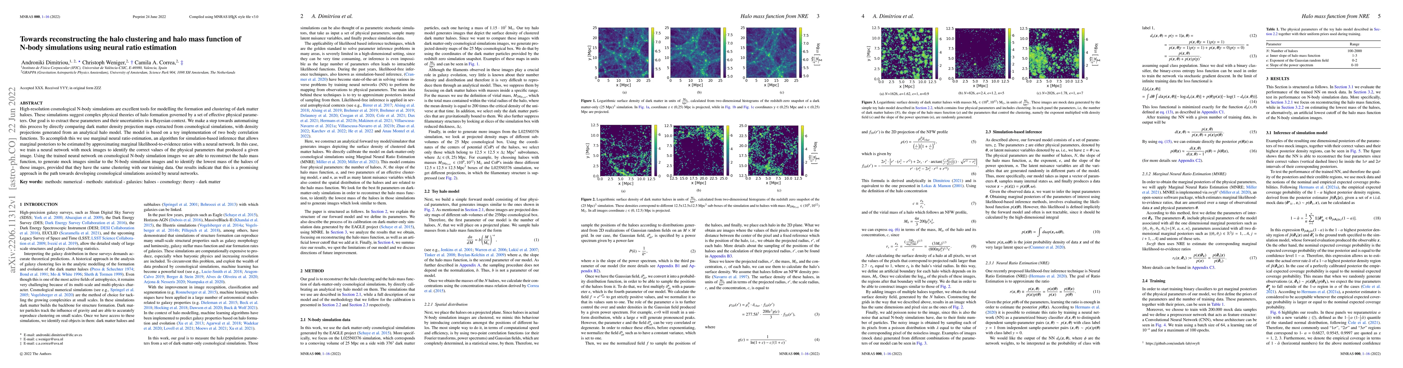 Thumbnail for Towards reconstructing the halo clustering and halo mass function of
  N-body simulations using neural ratio estimation