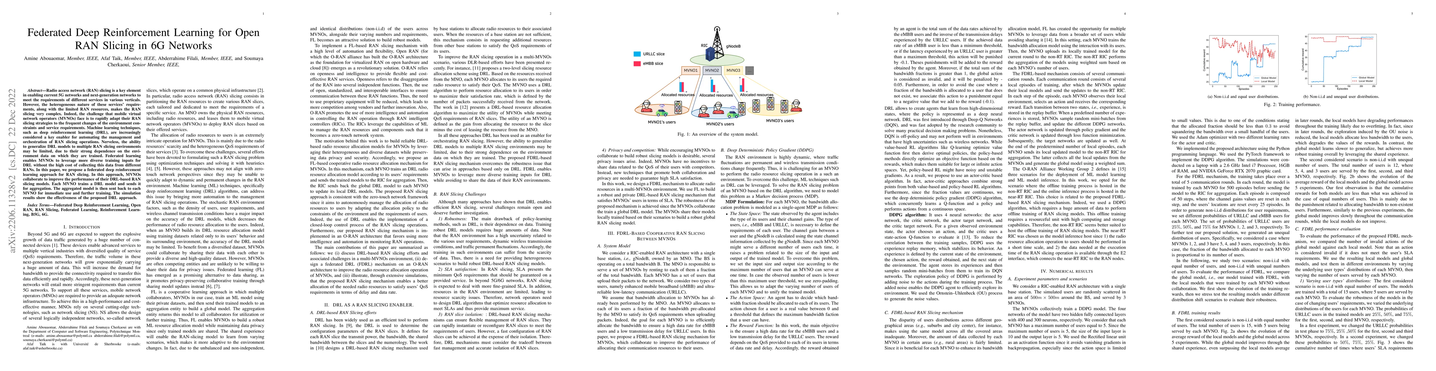 Thumbnail for Federated Deep Reinforcement Learning for Open RAN Slicing in 6G
  Networks