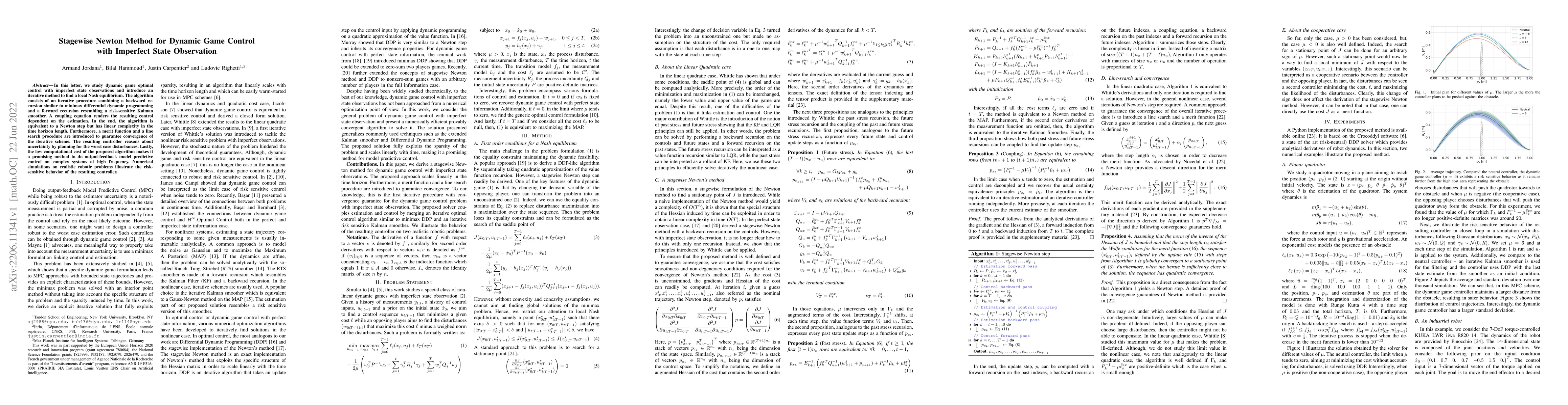 Thumbnail for Stagewise Newton Method for Dynamic Game Control with Imperfect State
  Observation