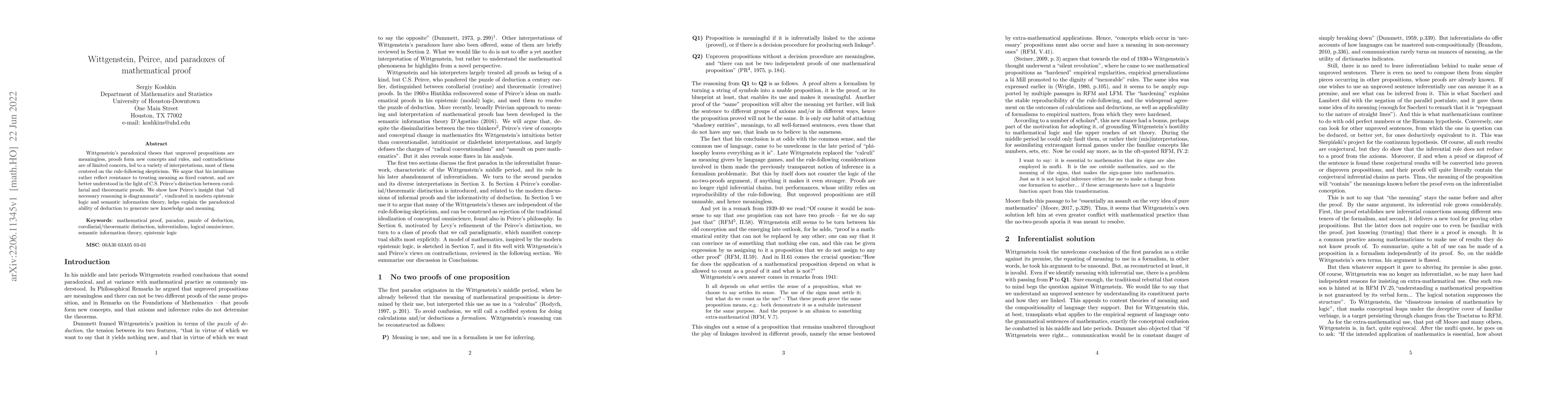 Thumbnail for Wittgenstein, Peirce, and paradoxes of mathematical proof