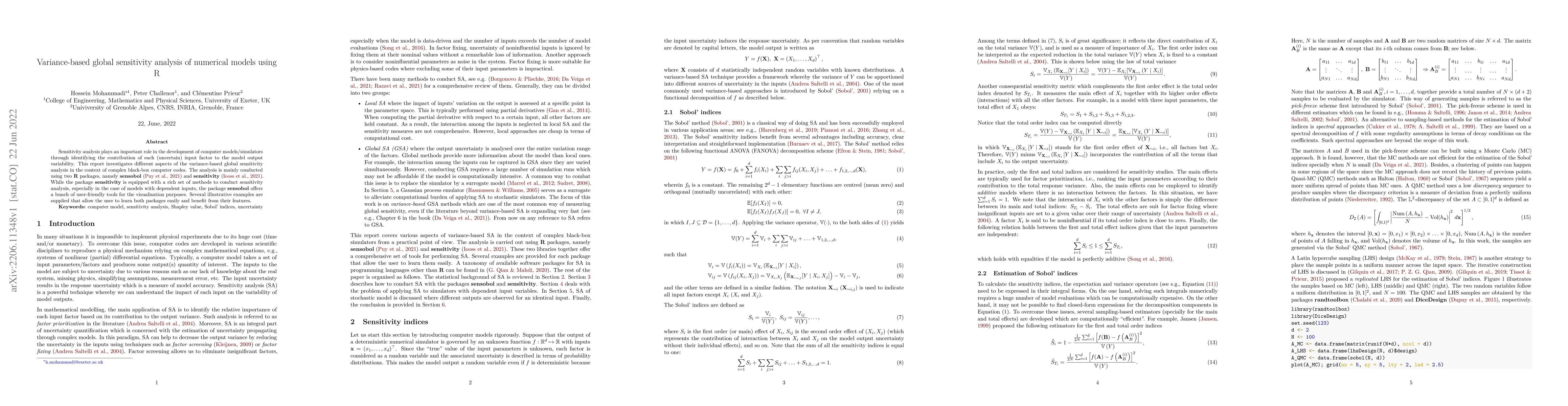 Thumbnail for Variance-based global sensitivity analysis of numerical models using R