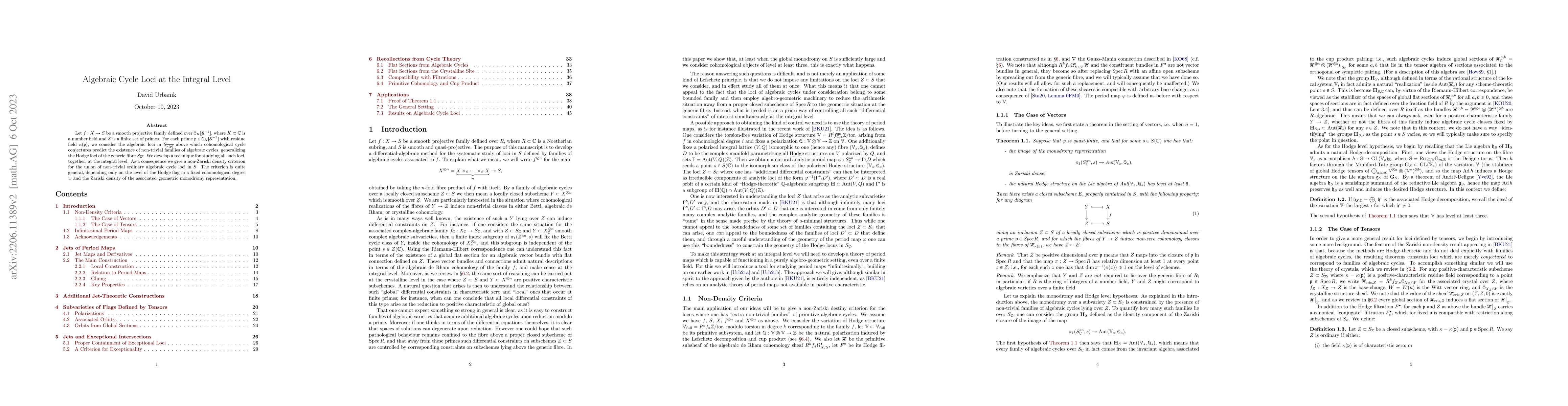 Thumbnail for Algebraic Cycle Loci at the Integral Level