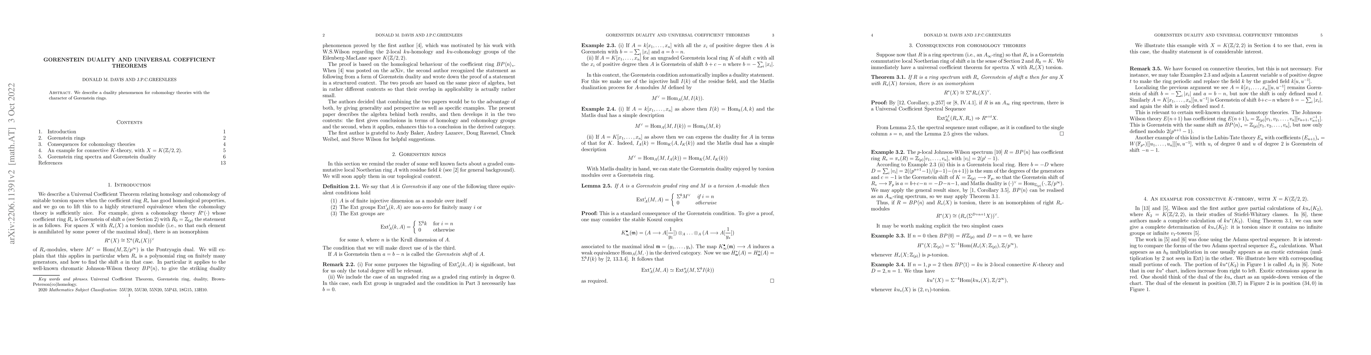 Thumbnail for Gorenstein Duality and Universal Coefficient Theorems