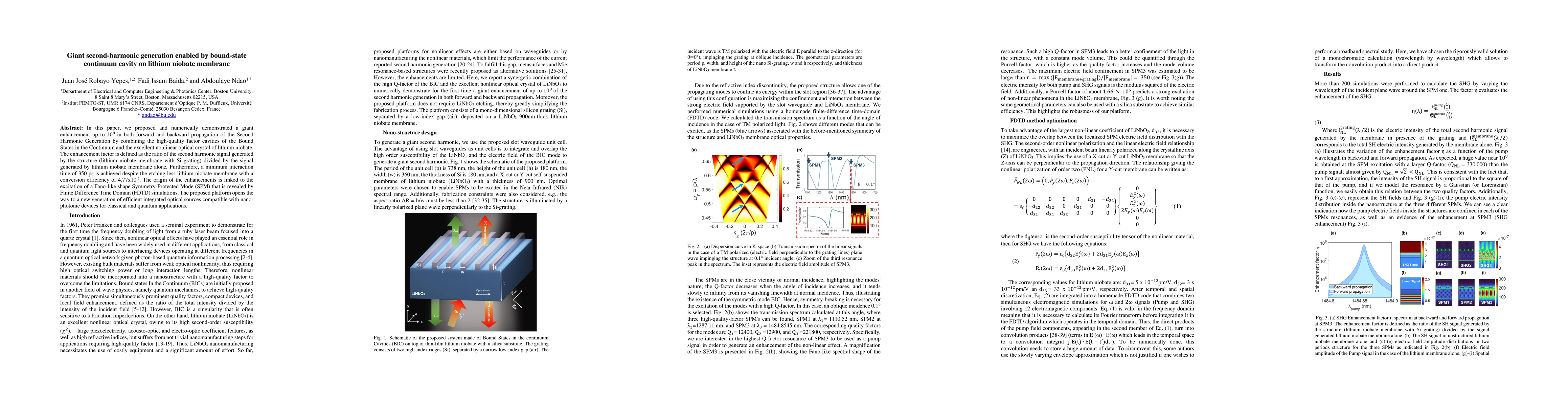 Thumbnail for Giant second-harmonic generation enabled by bound-state continuum cavity
  on lithium niobate membra