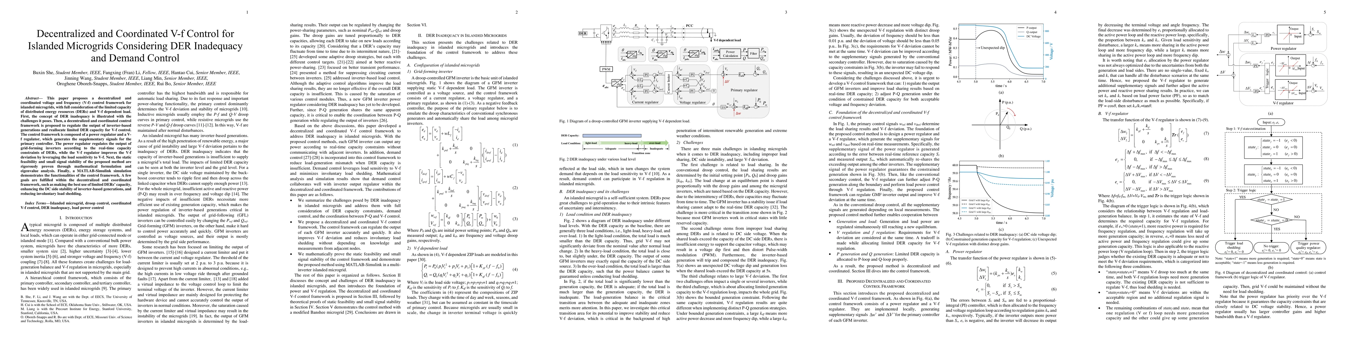 Thumbnail for Decentralized and Coordinated Vf Control for Islanded Microgrids
  Considering DER Inadequacy and Demand Control