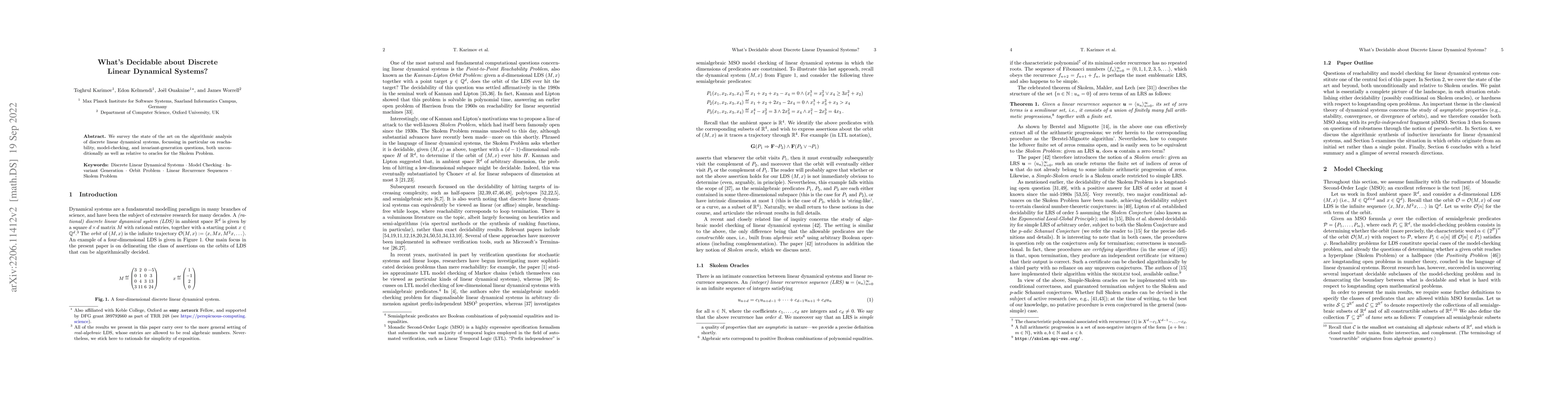 Thumbnail for What's Decidable about Discrete Linear Dynamical Systems?