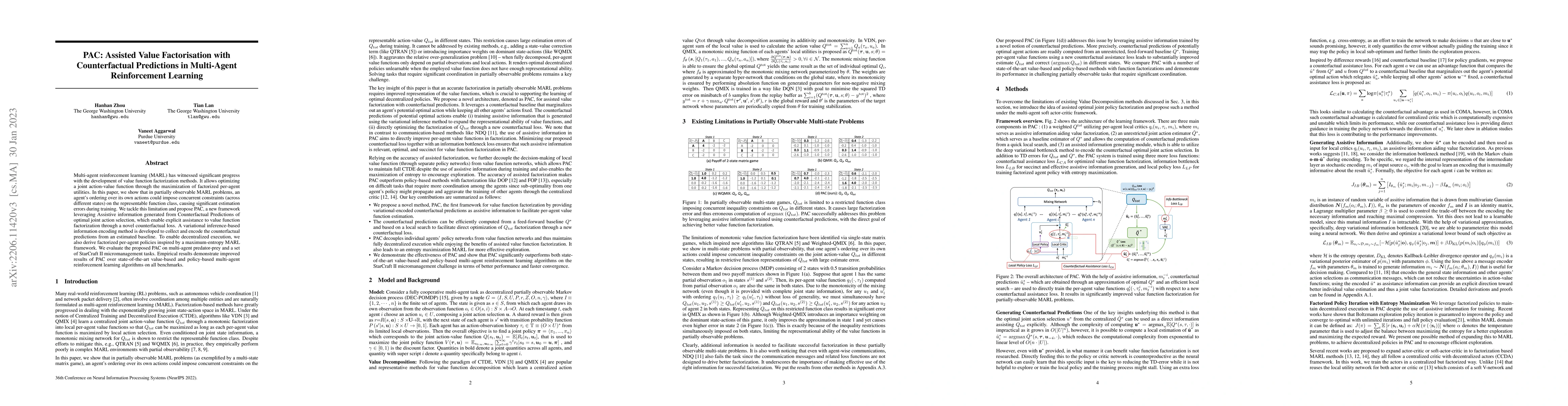 Thumbnail for PAC: Assisted Value Factorisation with Counterfactual Predictions in
  Multi-Agent Reinforcement Learning