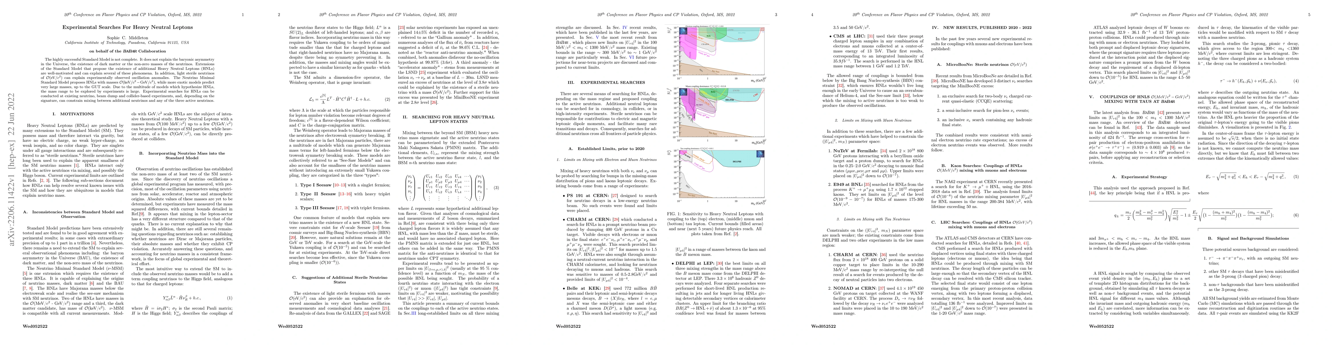 Thumbnail for Experimental Searches For Heavy Neutral Leptons