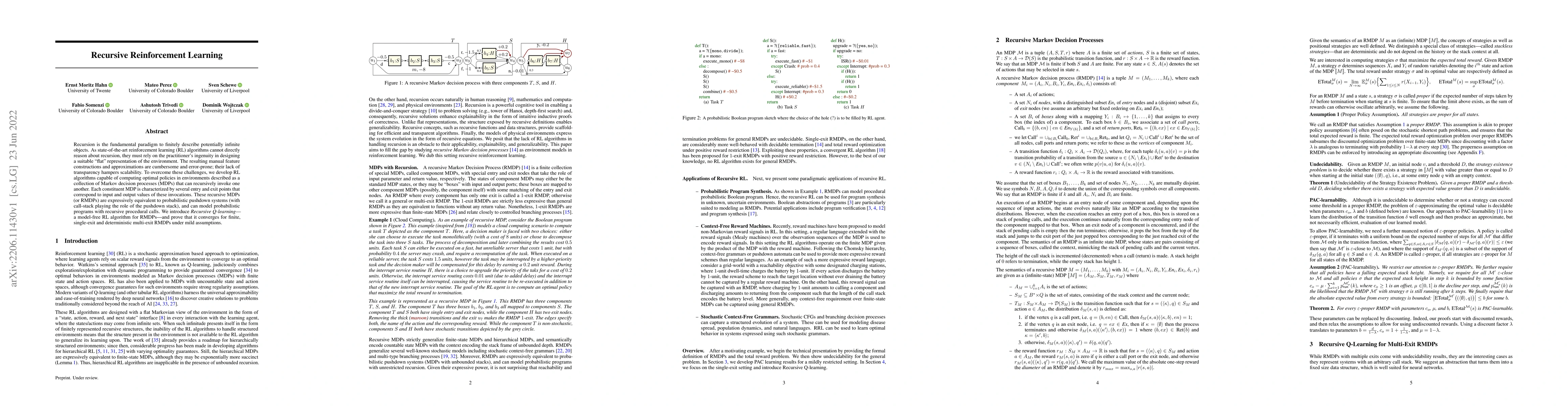 Thumbnail for Recursive Reinforcement Learning