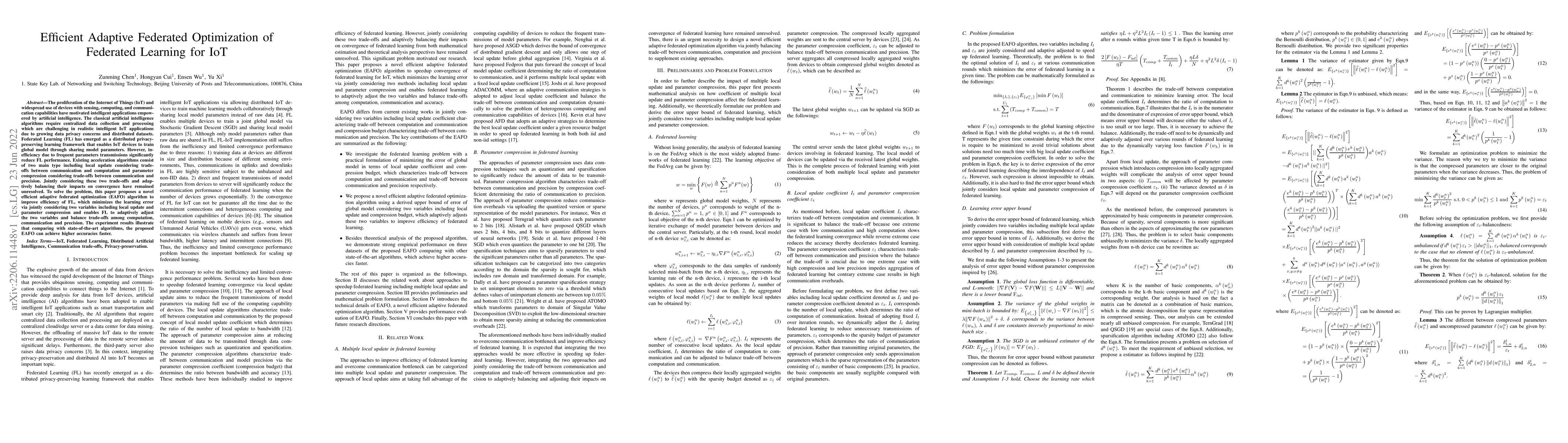 Thumbnail for Efficient Adaptive Federated Optimization of Federated Learning for IoT