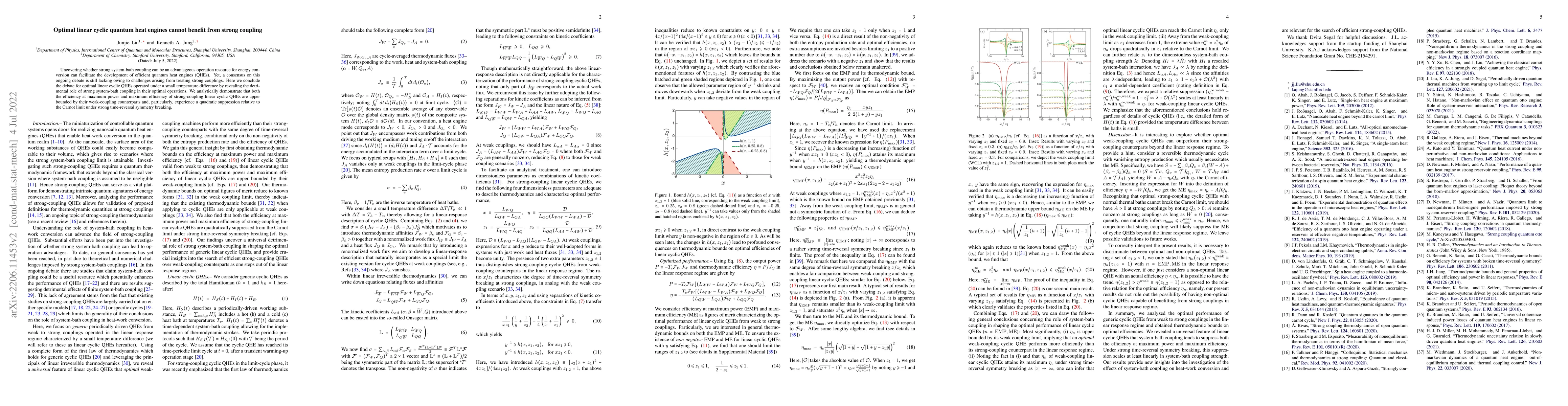 Thumbnail for Optimal linear cyclic quantum heat engines cannot benefit from strong
  coupling