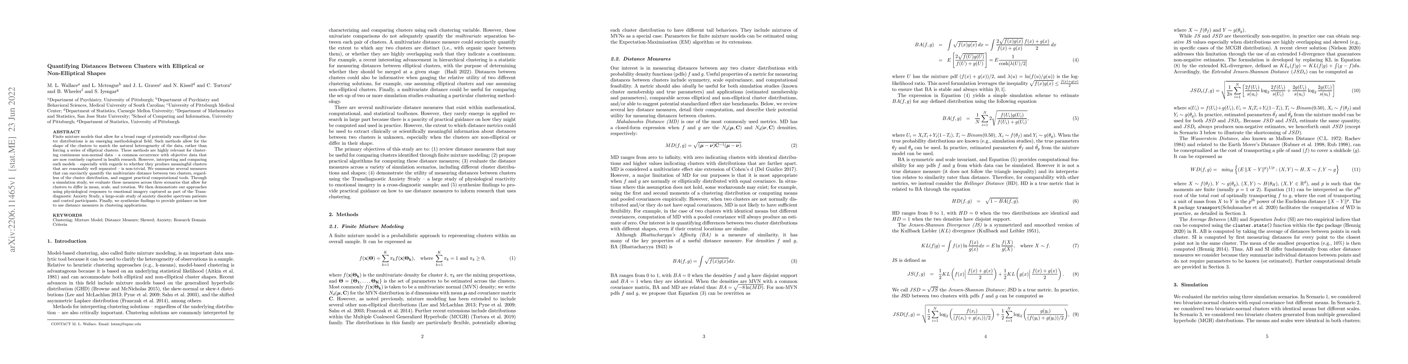 Thumbnail for Quantifying Distances Between Clusters with Elliptical or Non-Elliptical
  Shapes