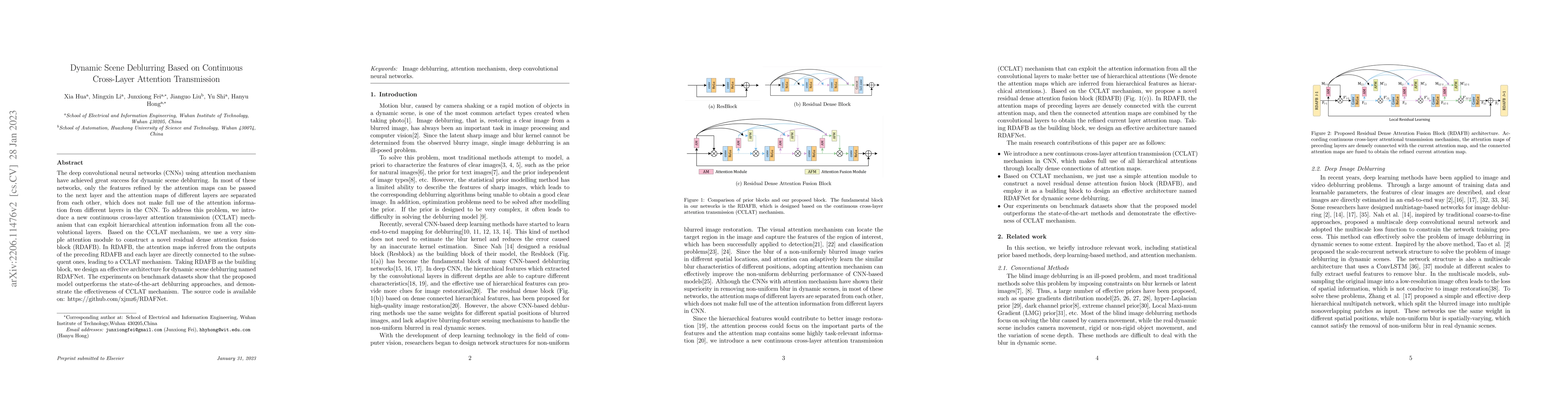 Thumbnail for Dynamic Scene Deblurring Based on Continuous Cross-Layer Attention
  Transmission