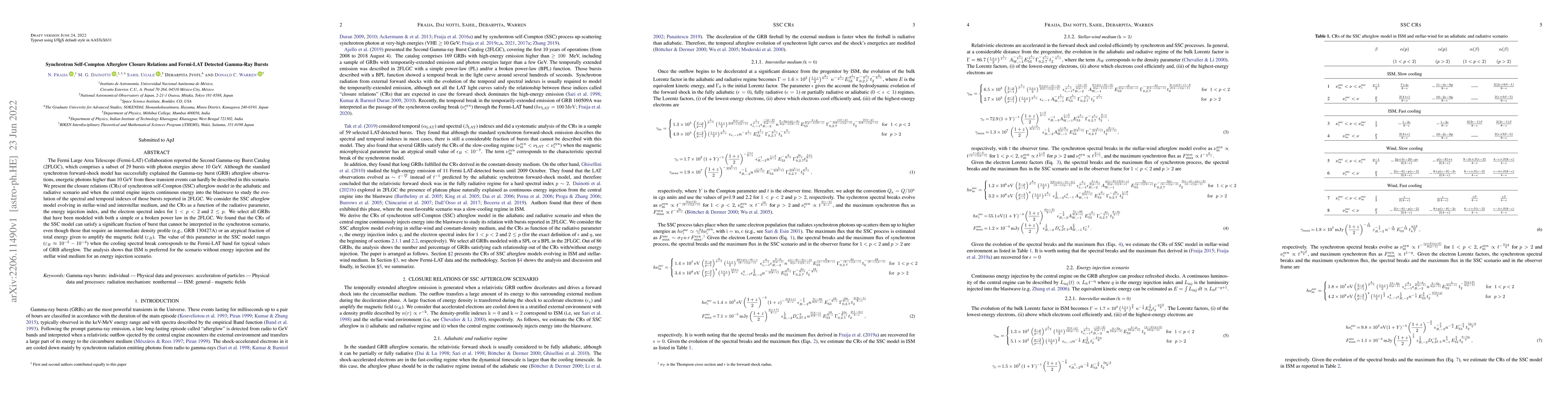 Thumbnail for Synchrotron Self-Compton Afterglow Closure Relations and Fermi-LAT
  Detected Gamma-Ray Bursts