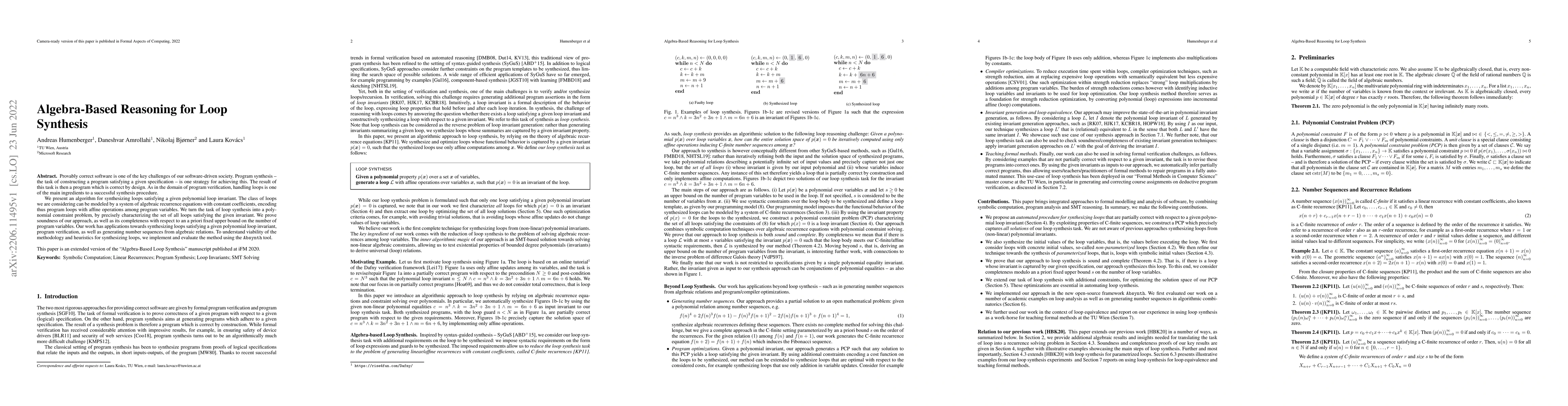 Thumbnail for Algebra-Based Reasoning for Loop Synthesis