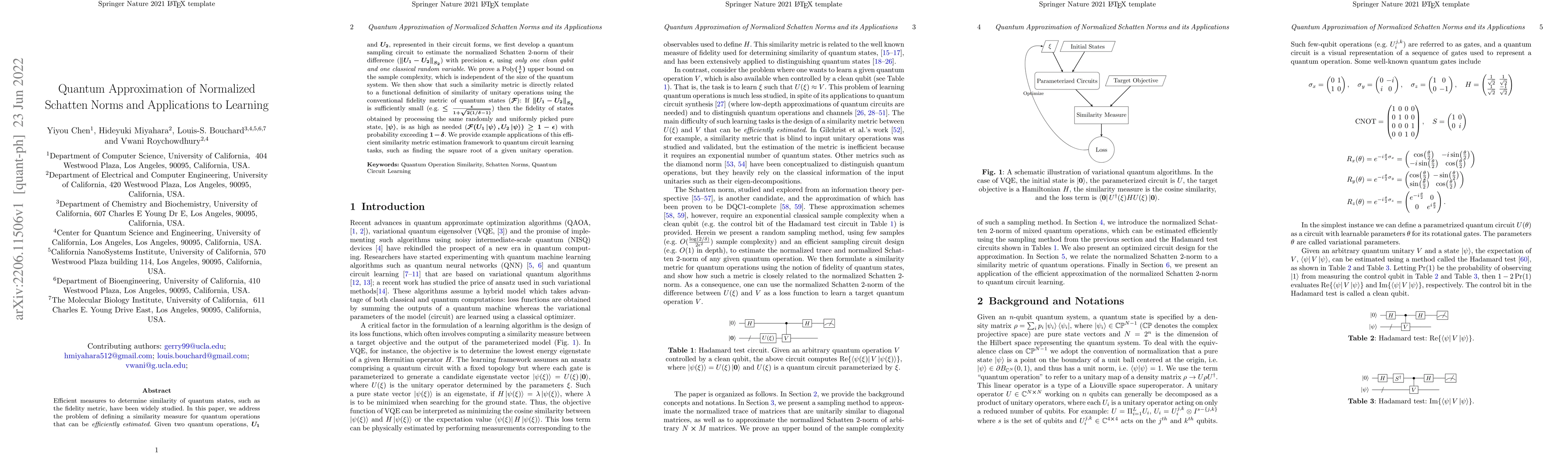 Thumbnail for Quantum Approximation of Normalized Schatten Norms and Applications to
  Learning