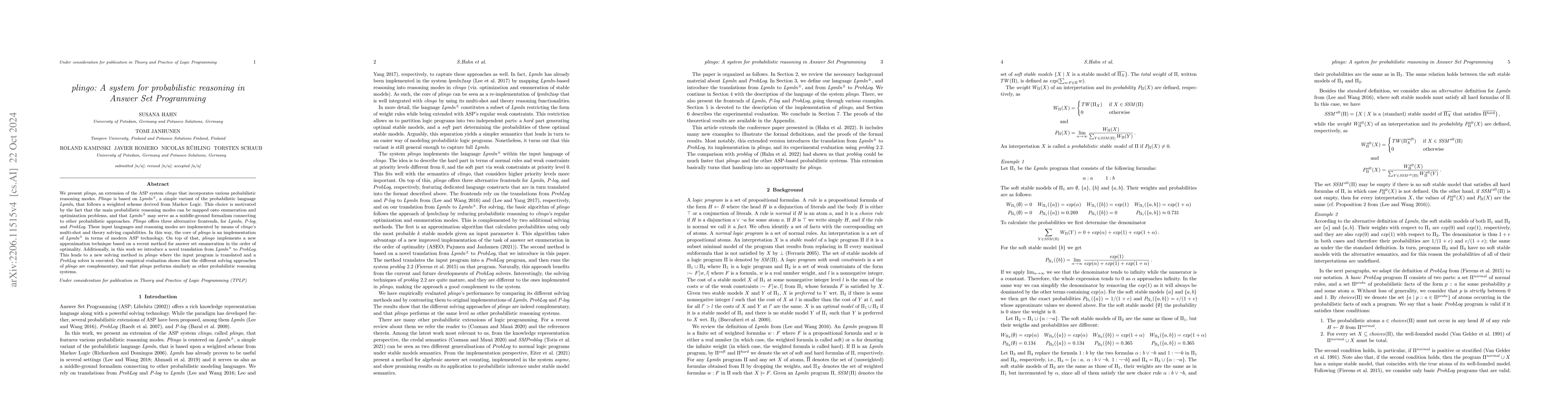 Thumbnail for plingo: A system for probabilistic reasoning in clingo based on lpmln