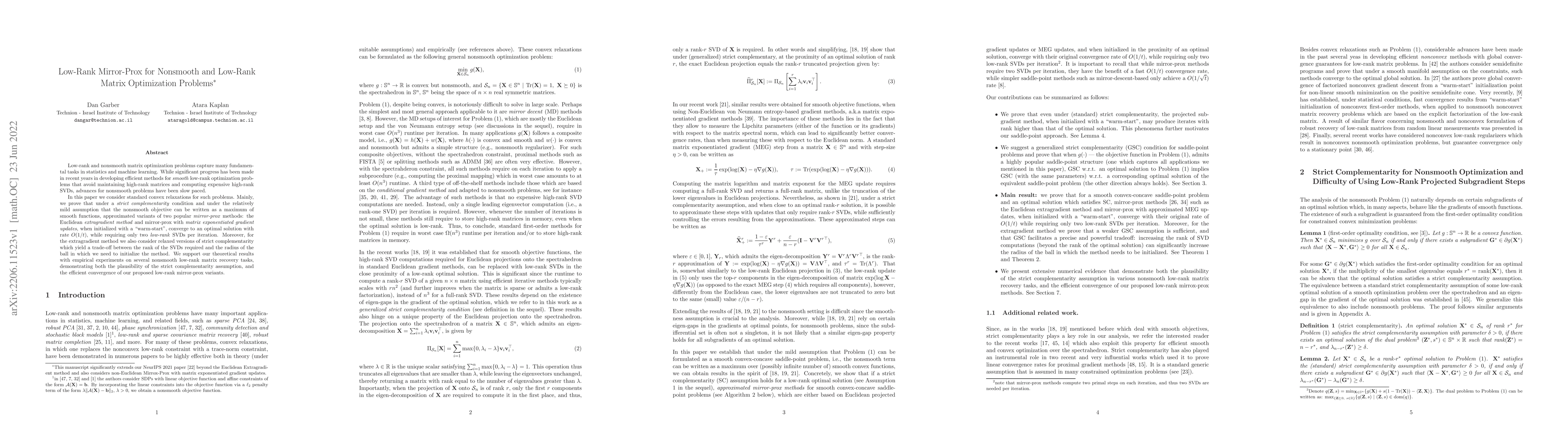 Thumbnail for Low-Rank Mirror-Prox for Nonsmooth and Low-Rank Matrix Optimization
  Problems