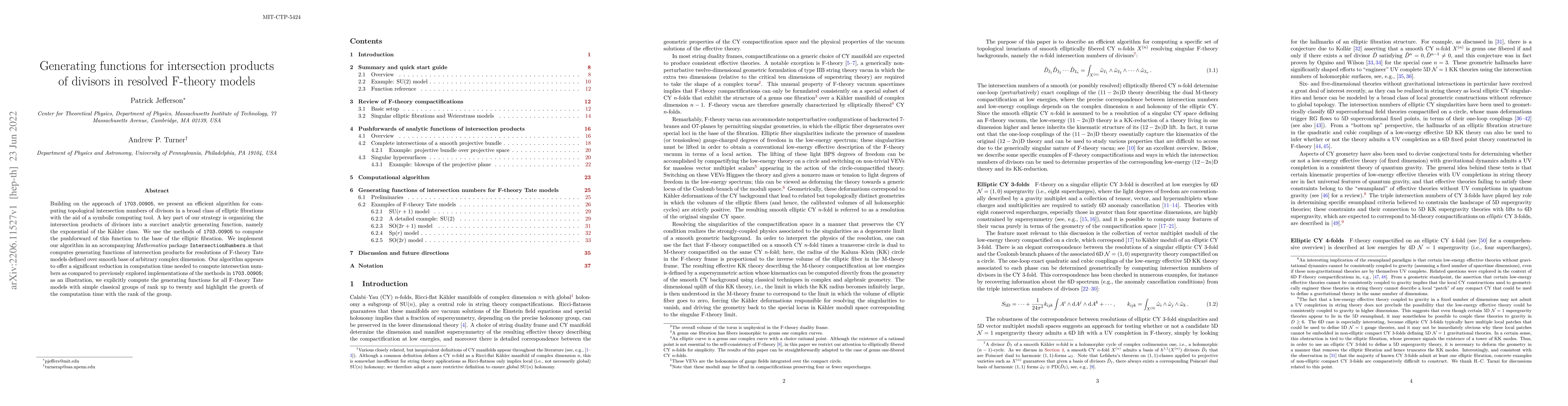Thumbnail for Generating functions for intersection products of divisors in resolved
  F-theory models