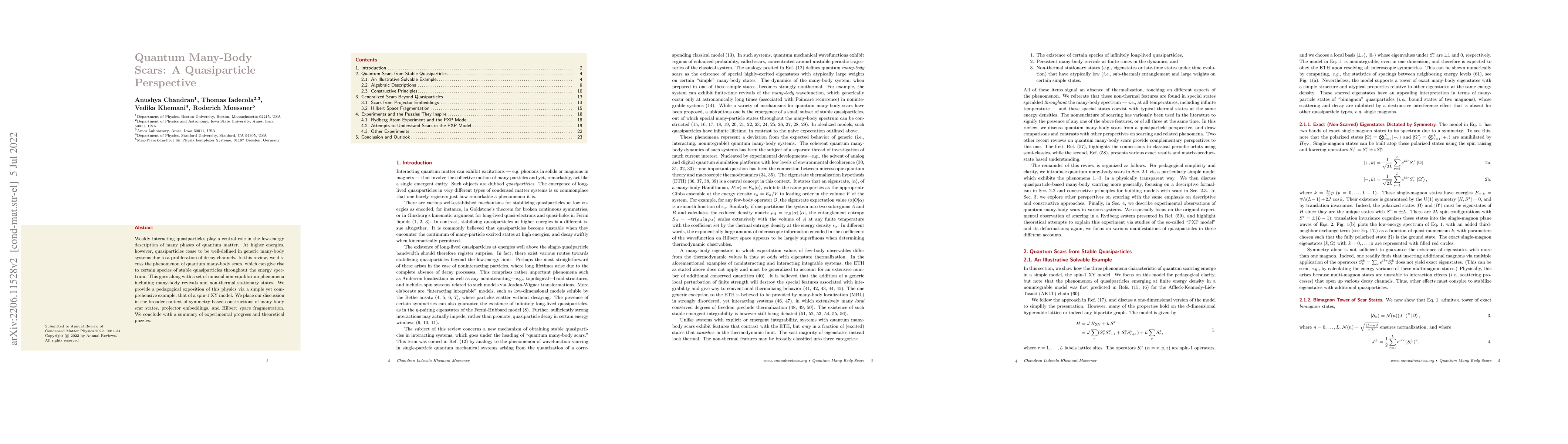 Thumbnail for Quantum Many-Body Scars: A Quasiparticle Perspective