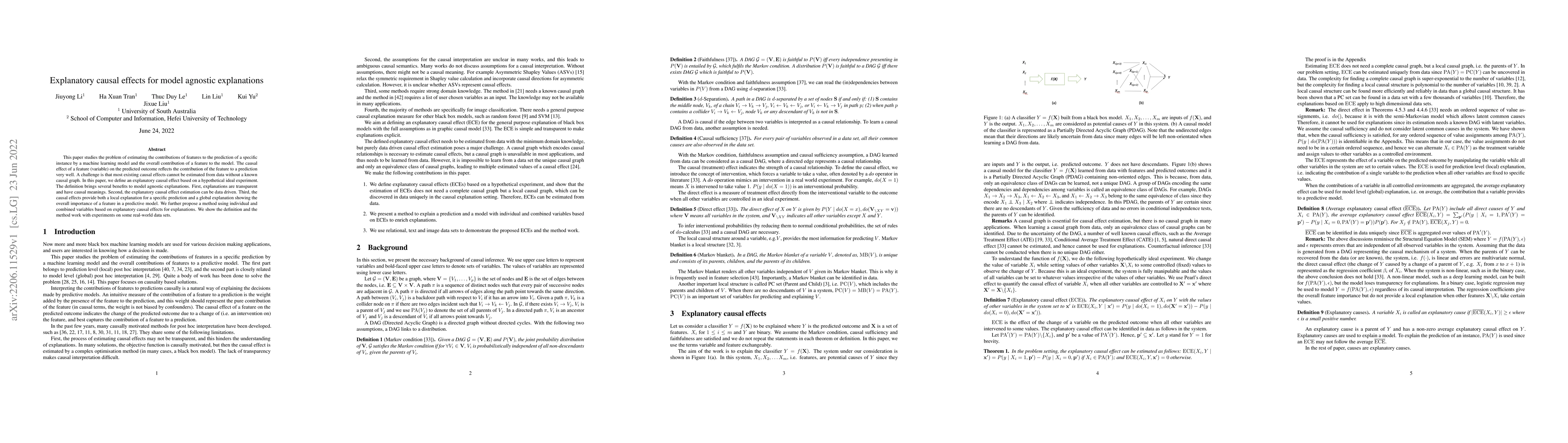 Thumbnail for Explanatory causal effects for model agnostic explanations