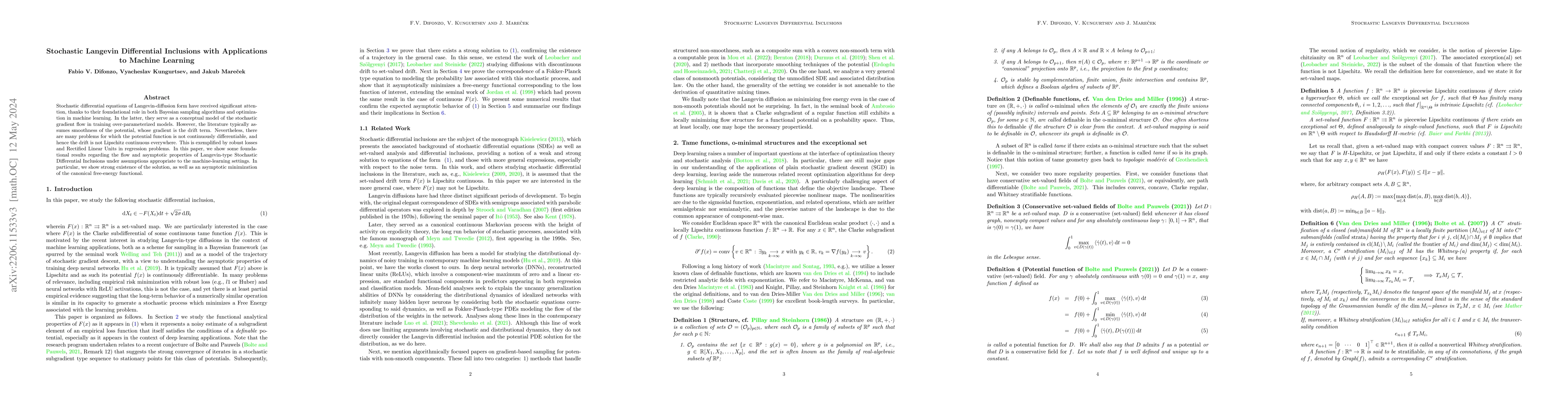 Thumbnail for Stochastic Langevin Differential Inclusions with Applications to Machine
  Learning