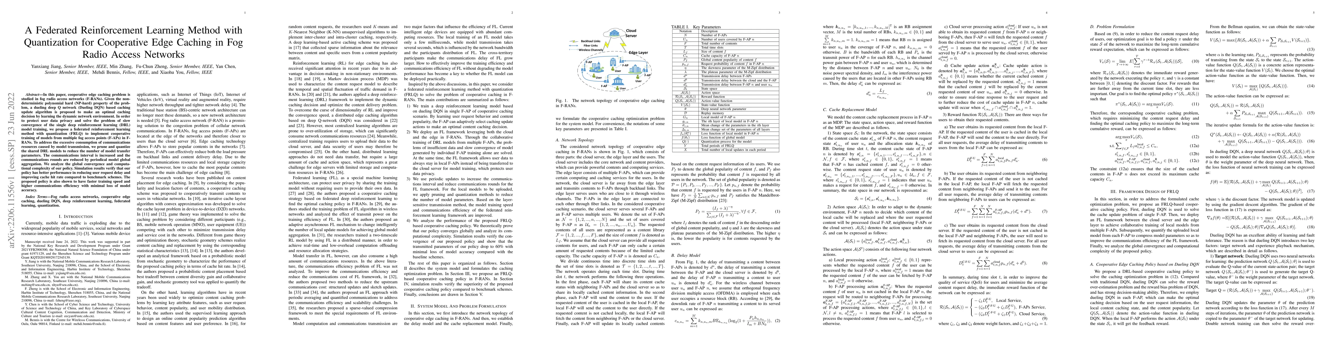 Thumbnail for A Federated Reinforcement Learning Method with Quantization for
  Cooperative Edge Caching in Fog Radio Access Networks