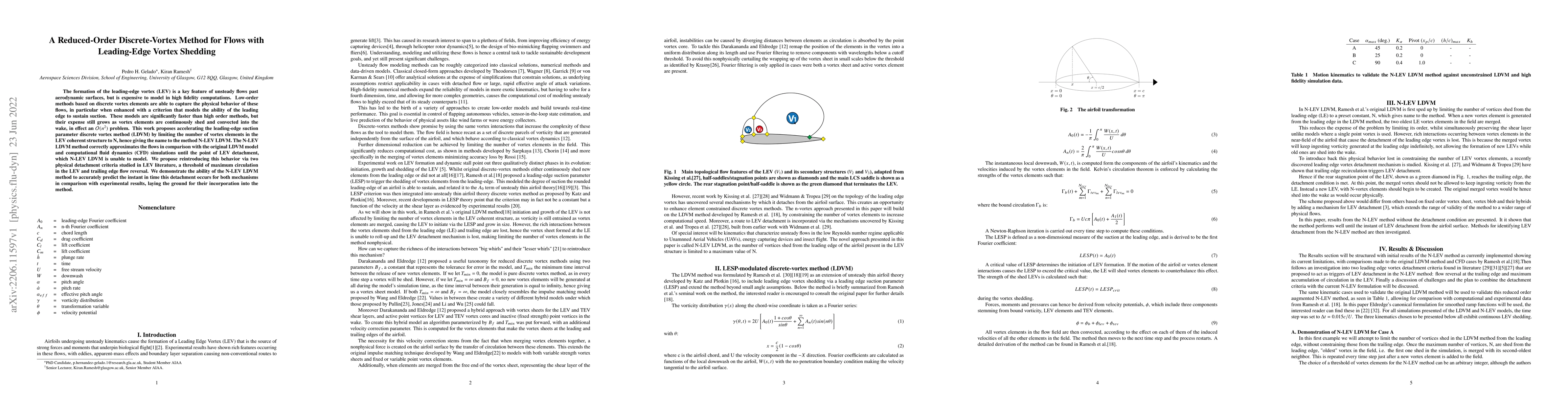 Thumbnail for A Reduced-Order Discrete-Vortex Method for Flows with Leading-Edge
  Vortex Shedding