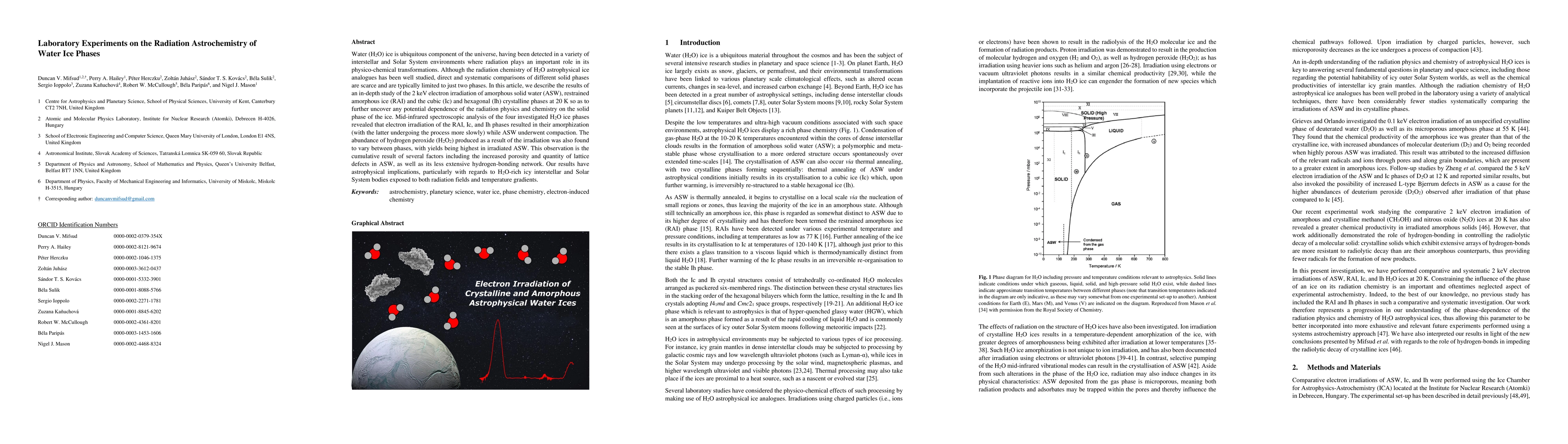 Thumbnail for Laboratory Experiments on the Radiation Astrochemistry of Water Ice
  Phases