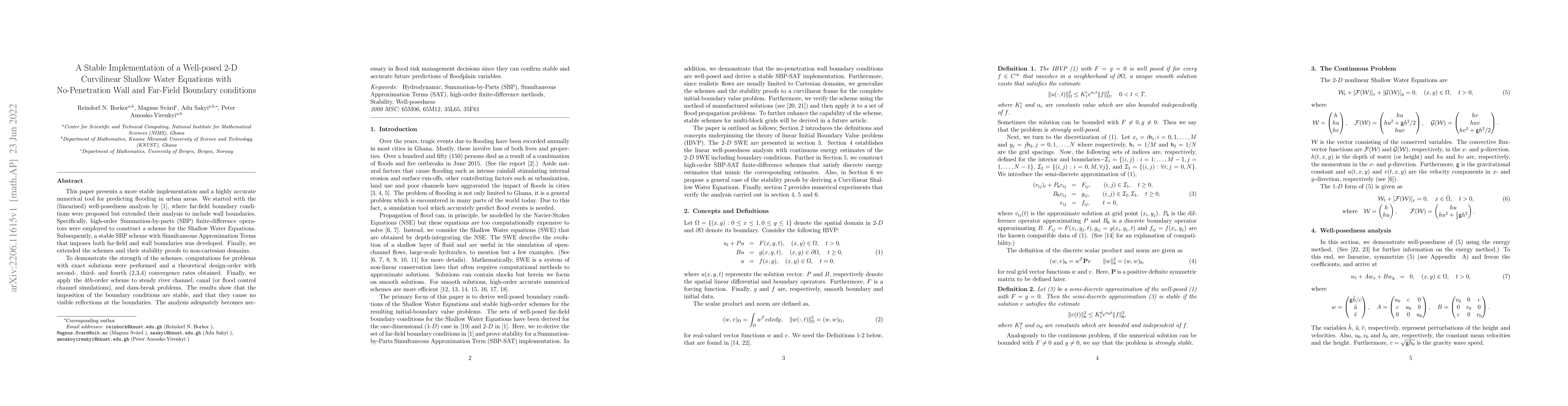 Thumbnail for A Stable Implementation of a Well-posed 2-D Curvilinear Shallow Water
  Equations with No-Penetration Wall and Far-Field Boundary conditions