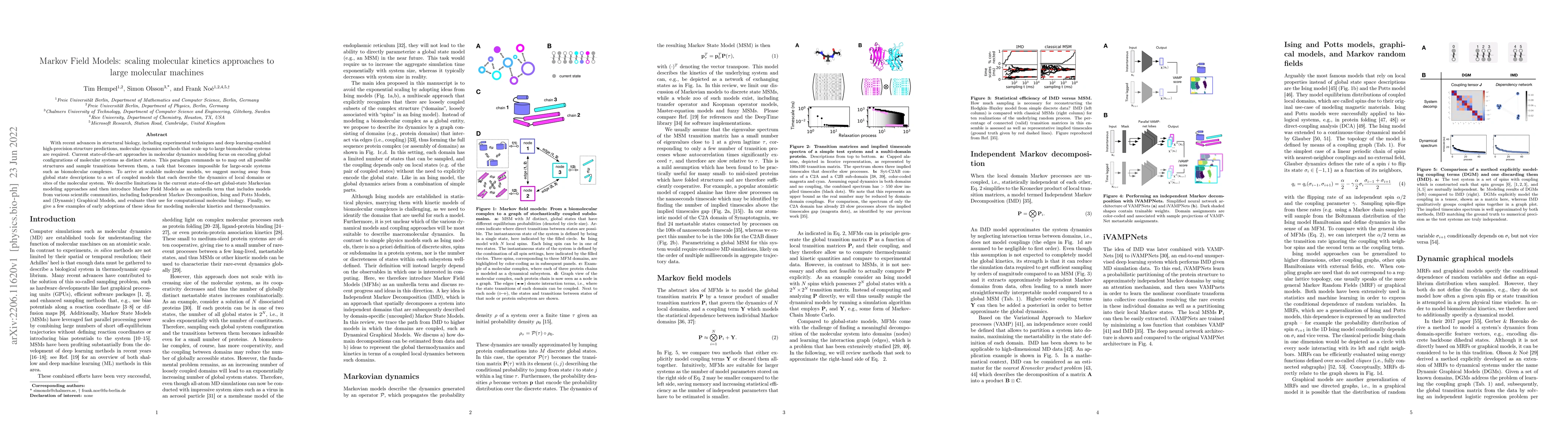 Thumbnail for Markov Field Models: scaling molecular kinetics approaches to large
  molecular machines