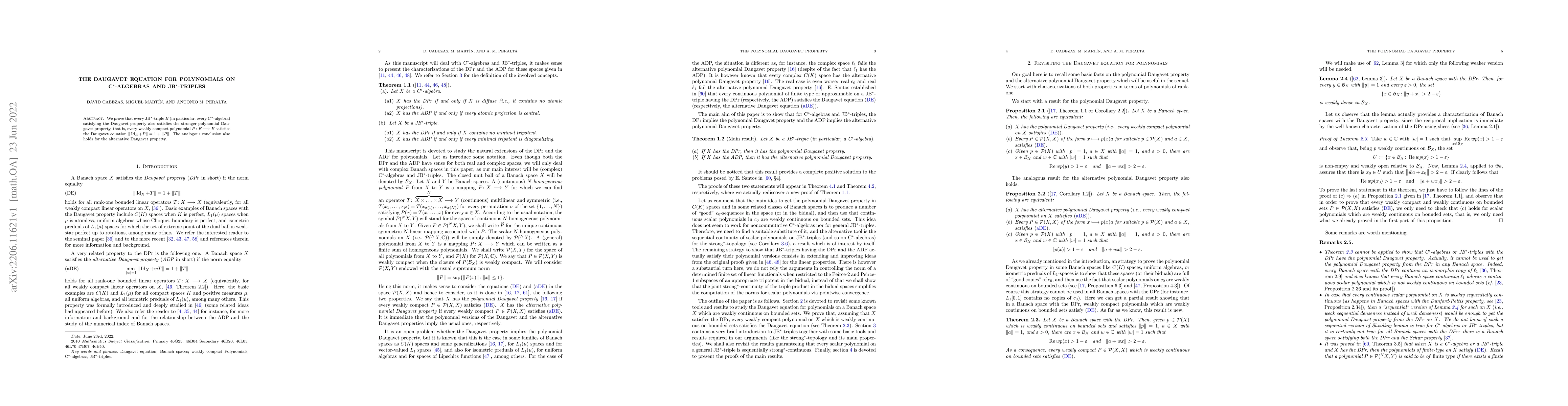 Thumbnail for The Daugavet equation for polynomials on C$^*$-algebras and
  JB$^*$-triples