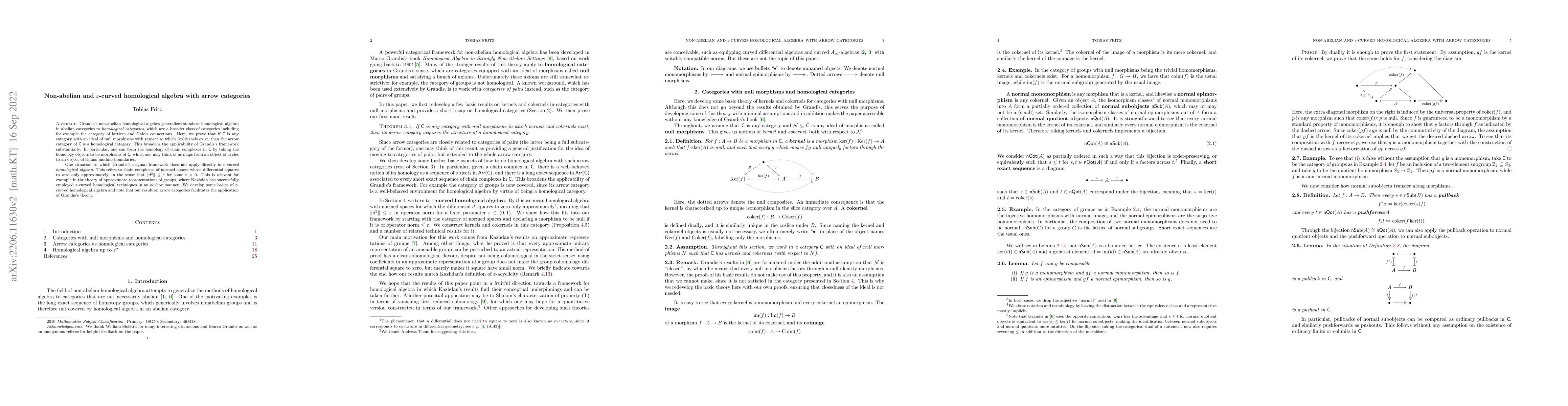 Thumbnail for Non-abelian and $\varepsilon$-curved homological algebra with arrow
  categories