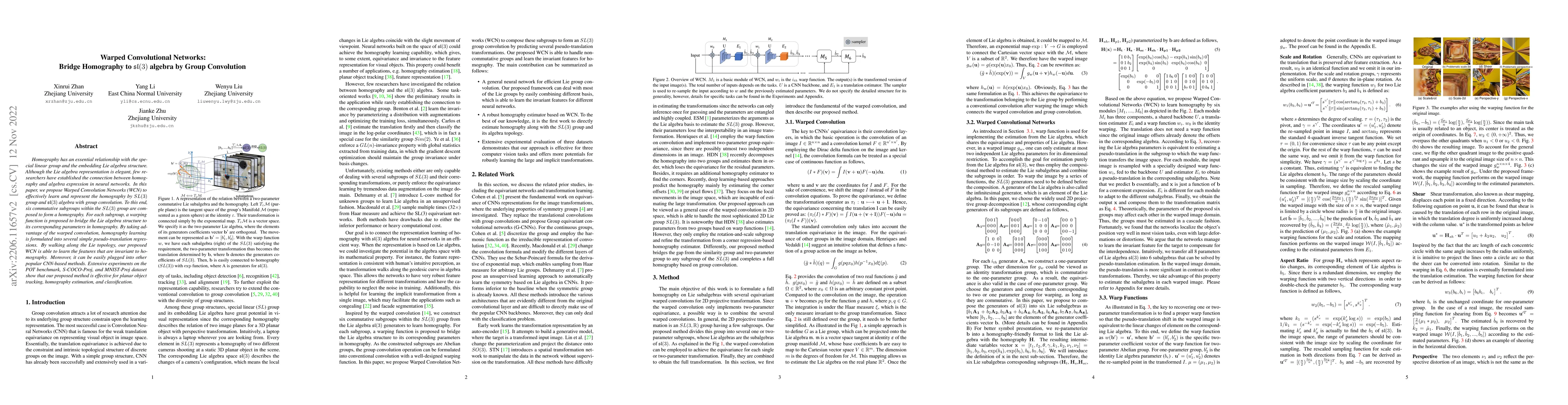 Thumbnail for Warped Convolutional Networks: Bridge Homography to sl(3) algebra by
  Group Convolution