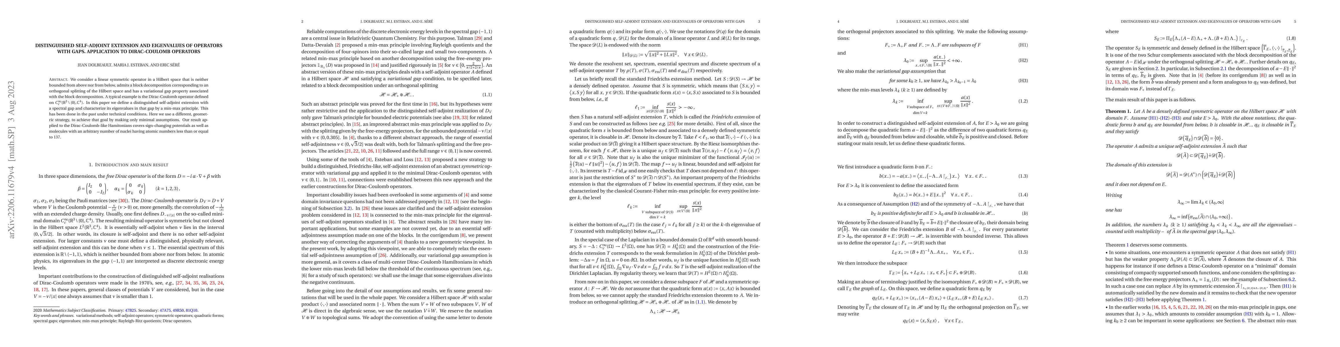 Thumbnail for Distinguished self-adjoint extension and eigenvalues of operators with
  gaps. Application to Dirac-Coulomb operators