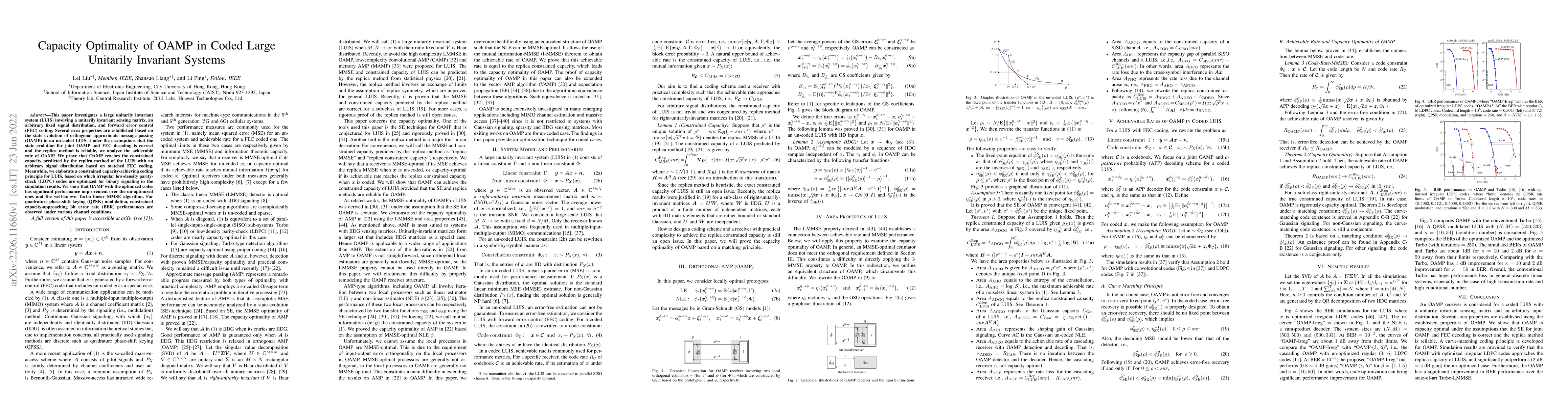 Thumbnail for Capacity Optimality of OAMP in Coded Large Unitarily Invariant Systems