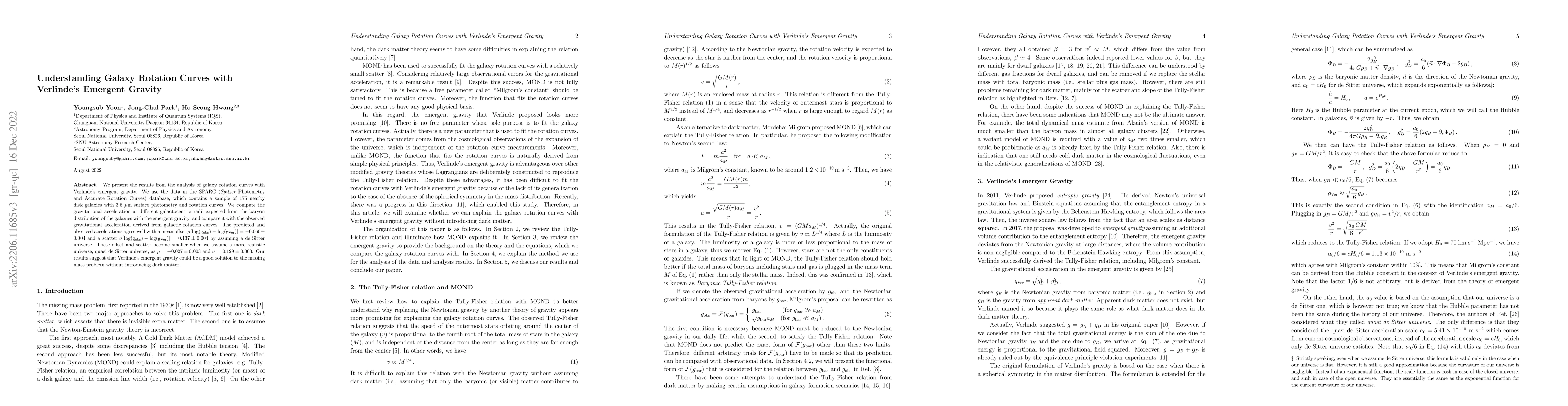 Thumbnail for Understanding Galaxy Rotation Curves with Verlinde's Emergent Gravity