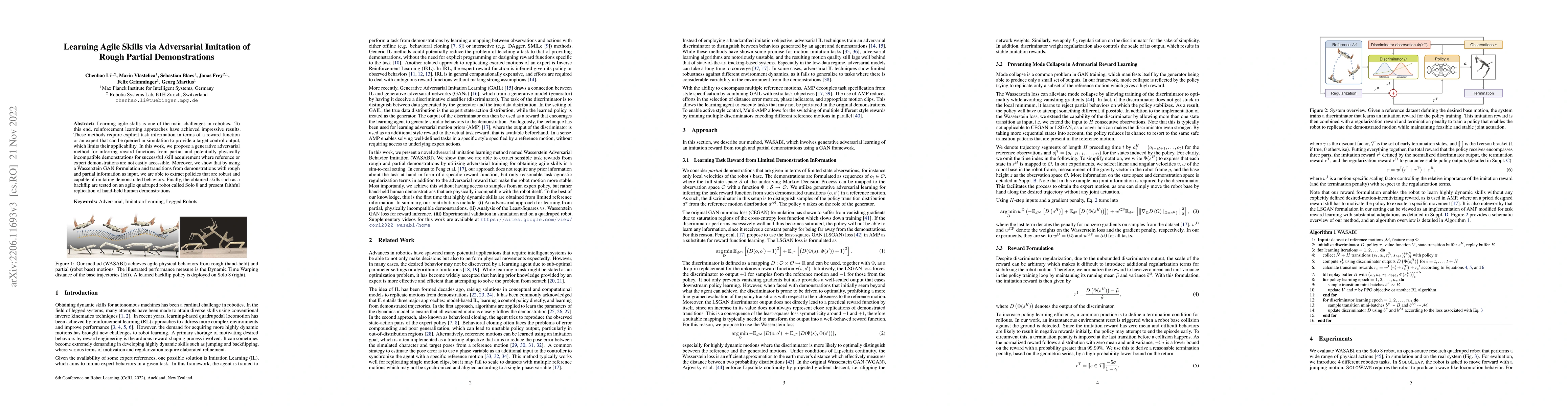 Thumbnail for Learning Agile Skills via Adversarial Imitation of Rough Partial
  Demonstrations