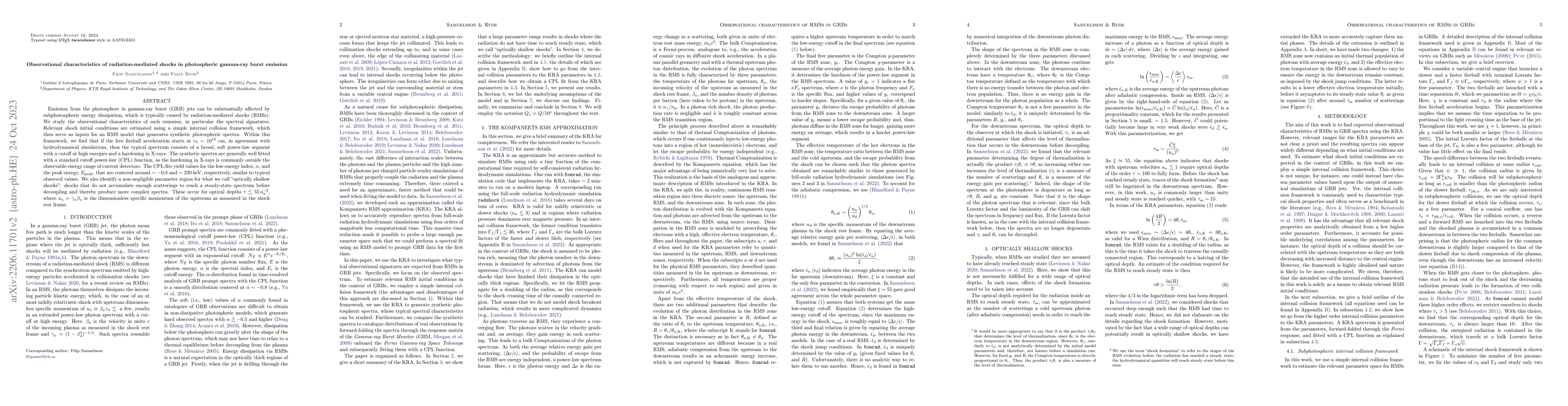 Thumbnail for Observational characteristics of radiation-mediated shocks in
  photospheric gamma-ray burst emission