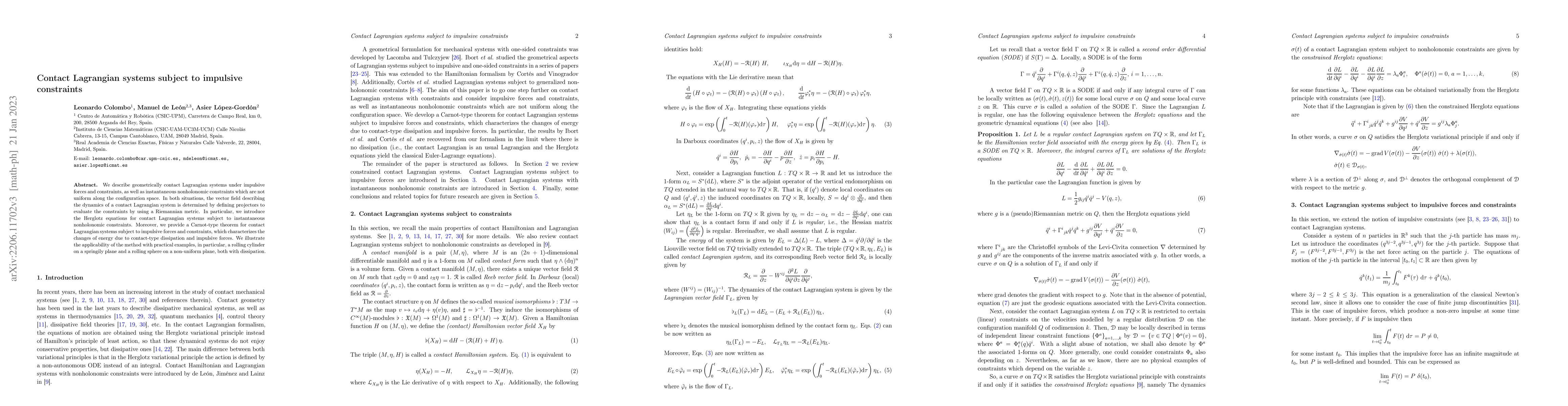 Thumbnail for Contact Lagrangian systems subject to impulsive constraints